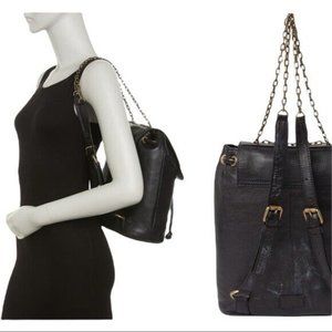 NEW Frye Jade Studded Leather Backpack ADJUSTABLE Chain/Leather Strap Black NWT